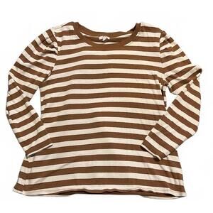 Brown, White, and Gold Striped Long Sleeve Maurice's Shirt